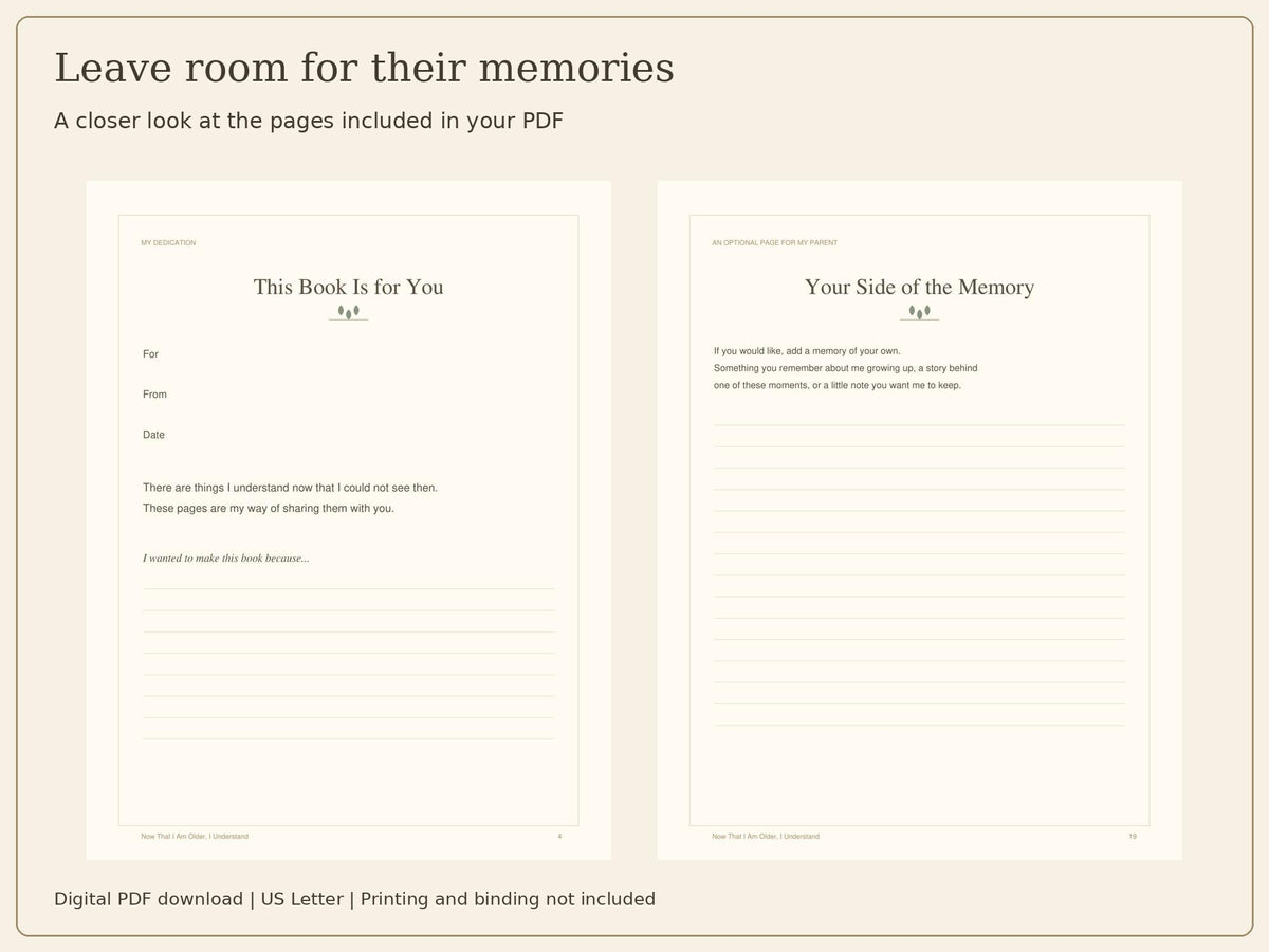 Thank You Book for Parents Printable | 20-Page Gratitude Journal PDF