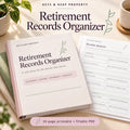 Retirement Records Organizer | 16-Page Fillable & Printable PDF, Accounts and Documents