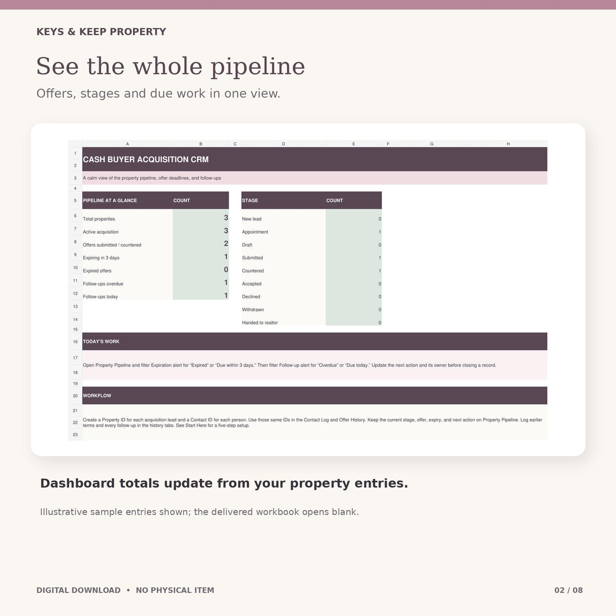 Real Estate Investor CRM | Excel + Google Sheets | Seller Lead and Cash Offer Follow-Up Tracker