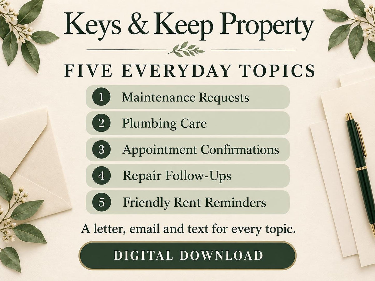 Tenant Communication Packet | 15 Landlord Letter, Email & Text Templates | Editable Word