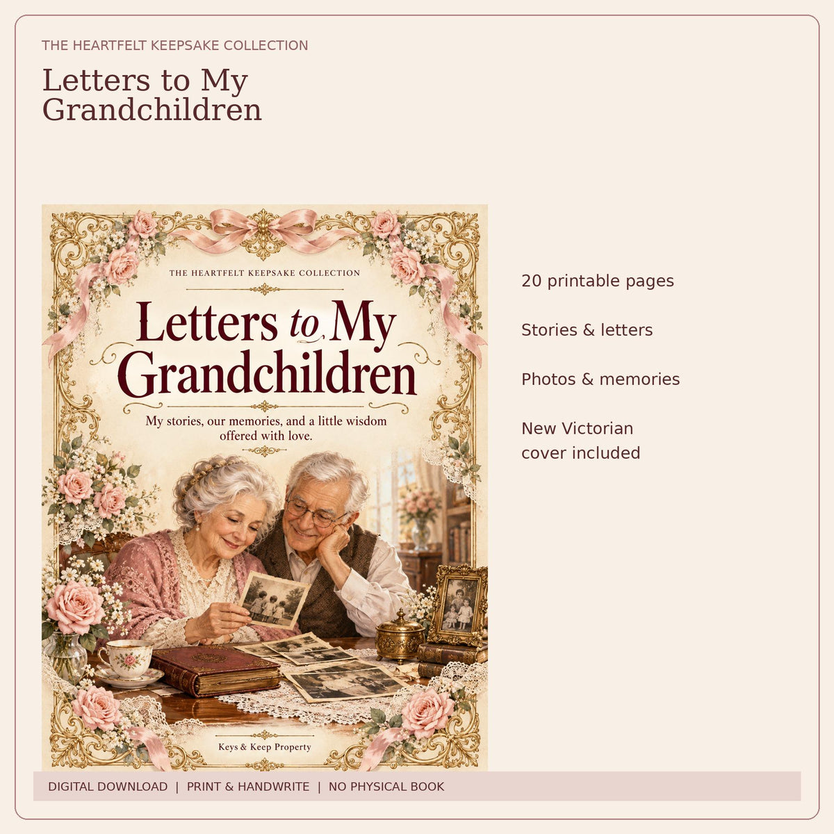 Letters to My Grandchildren Printable Journal | Grandparent Memory Book | 20-Page PDF