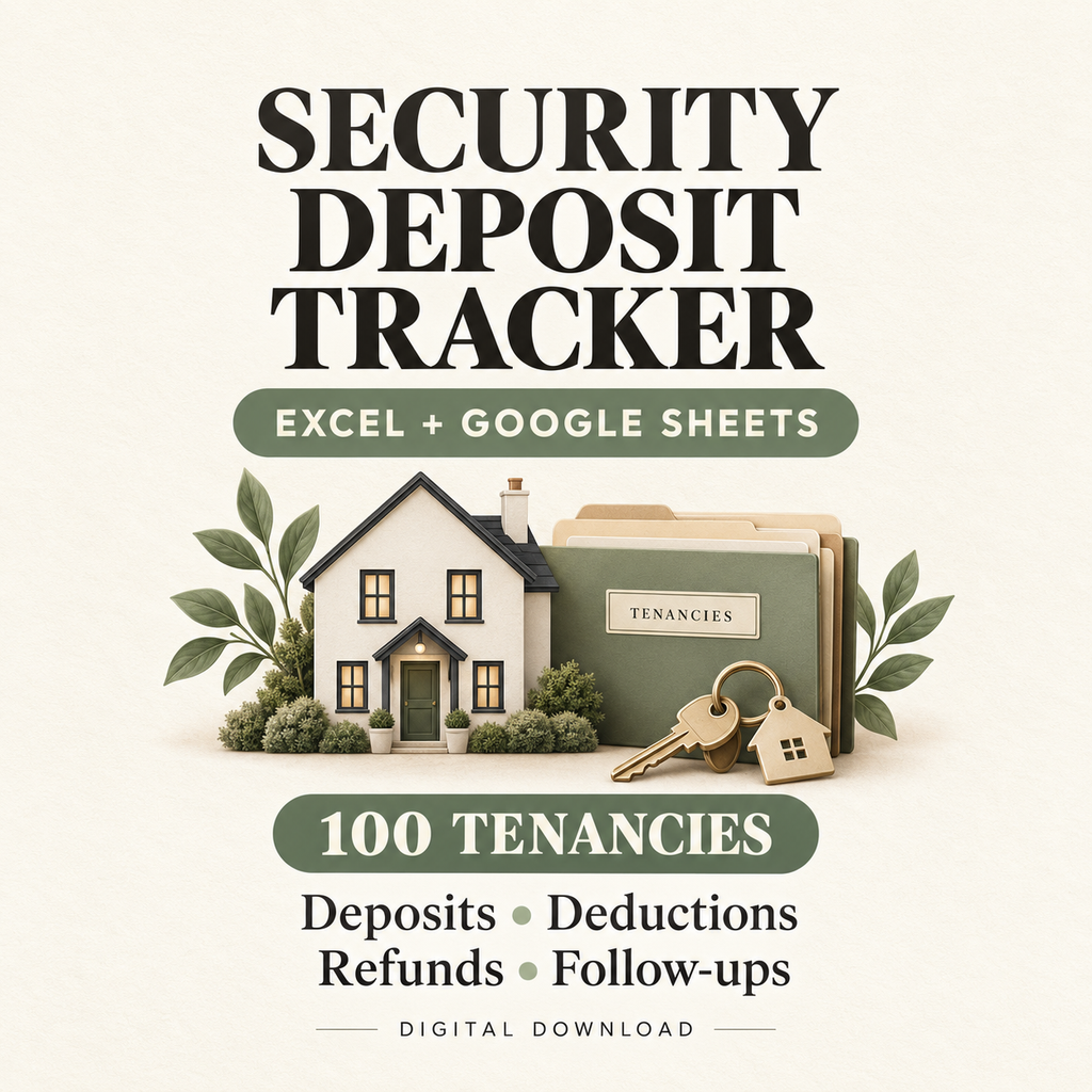 Security Deposit Tracker | Excel + Google Sheets Landlord Spreadsheet