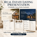 Real Estate Listing Presentation Canva Template, 2 Styles with Seller Forms & Property Sheet