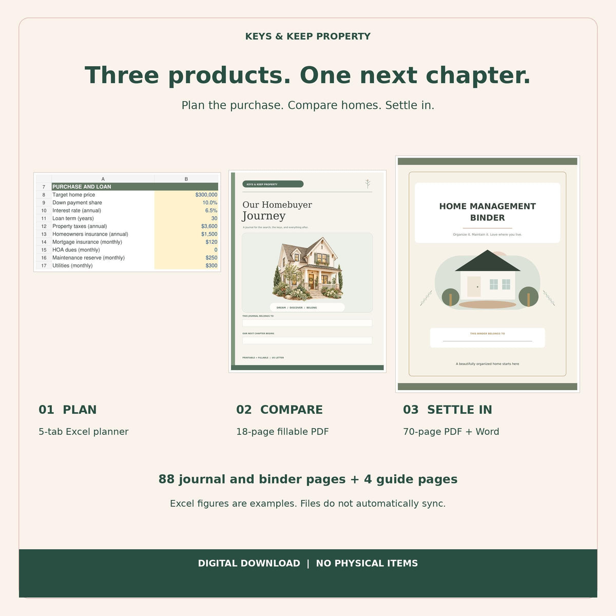 Home Buying Planner Bundle | Excel & Google Sheets Budget, House Hunting Journal + Home Organizer