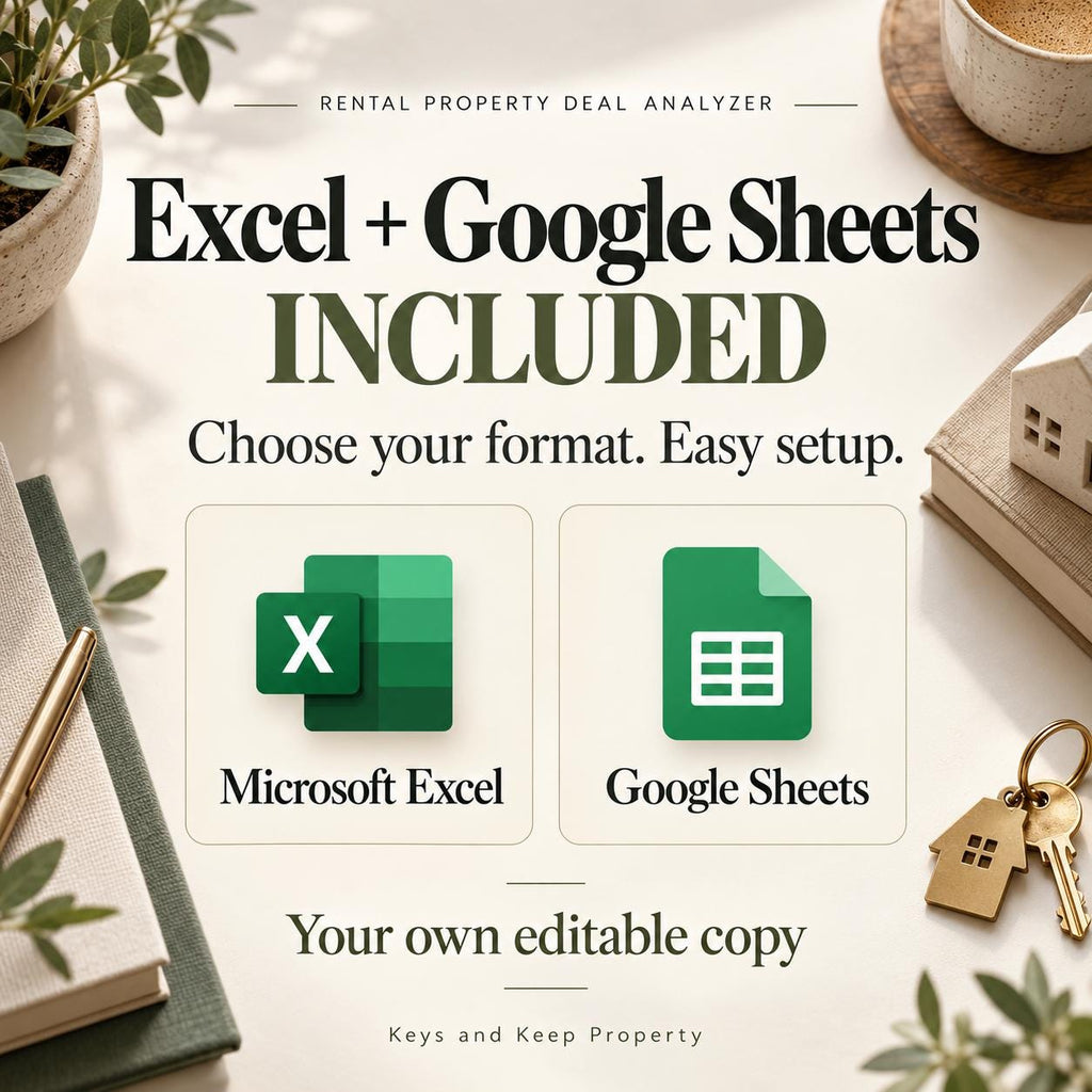 Rental Property Deal Analyzer Bundle | Excel + Google Sheets + 12-Page Due Diligence Checklist