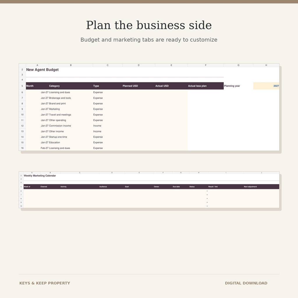 Real Estate Agent Starter Kit | Excel and Google Sheets Lead Tracker, Forms & Canva Cards
