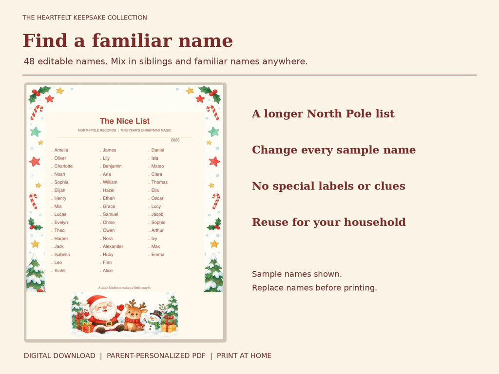 Letter from Santa Printable Kit for Toddlers | Editable PDF, Nice List, Certificate, Door Hanger and Reindeer Postcard