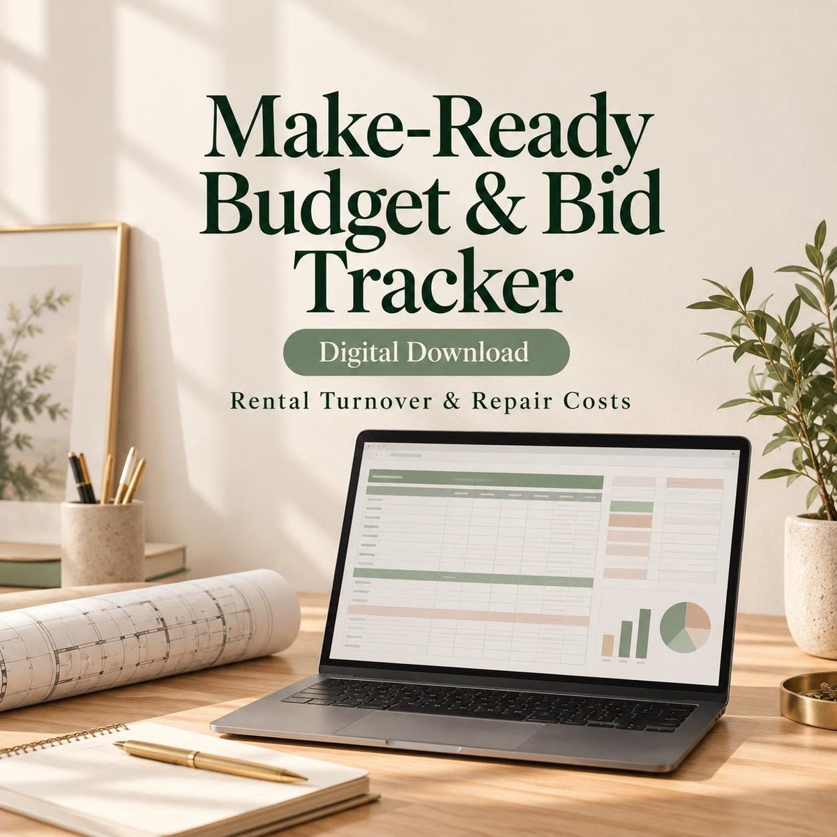 Rental Turnover Budget Spreadsheet | Excel + Google Sheets Make-Ready Kit, Contractor Bids and Vacancy Cost Calculator