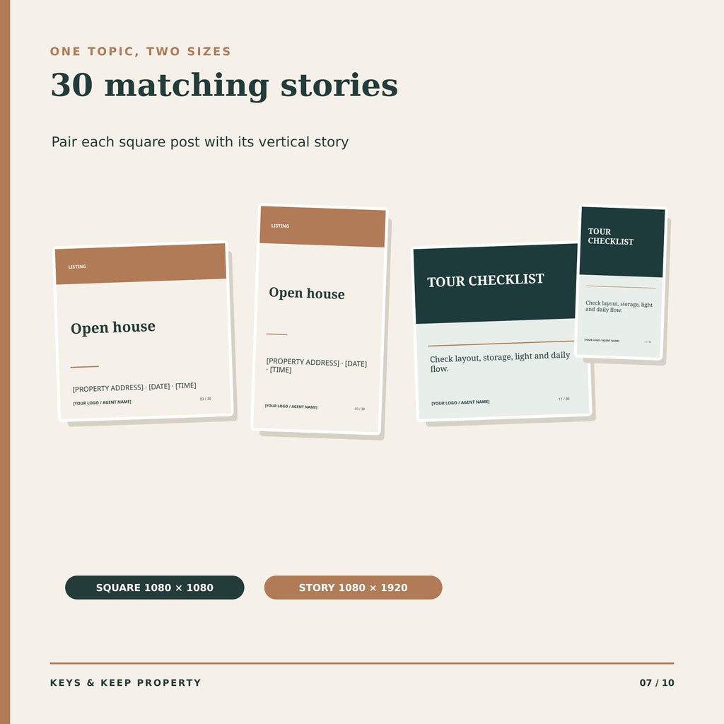 Real Estate Social Media Templates | Canva Kit, 60 Posts + 60 Stories in 2 Styles, Captions Included