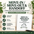 Landlord Move-In Move-Out Packet | Property Condition, Keys and Handoff Records | 14-Page Printable PDF