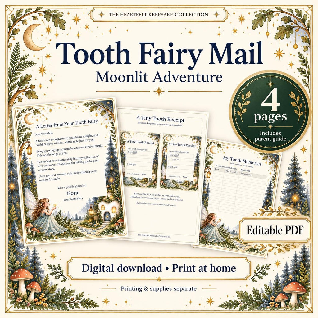 Tooth Fairy Letter and Receipt Printable | Editable PDF + Lost Tooth Tracker | Moonlit Adventure