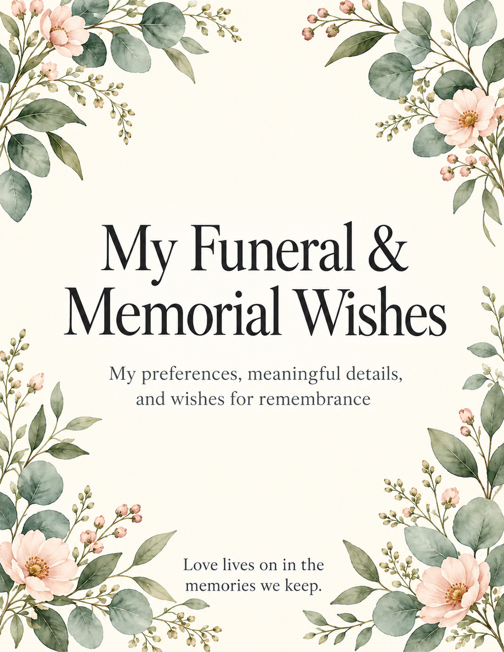 Funeral & Memorial Planner Bundle | Wishes Book + Family Organizer, Fillable PDF + Editable Word