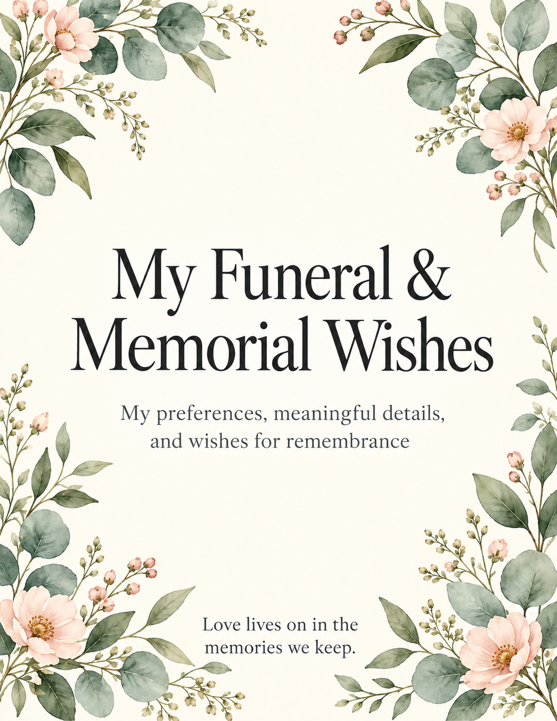 Funeral & Memorial Planner Bundle | Wishes Book + Family Organizer, Fillable PDF + Editable Word