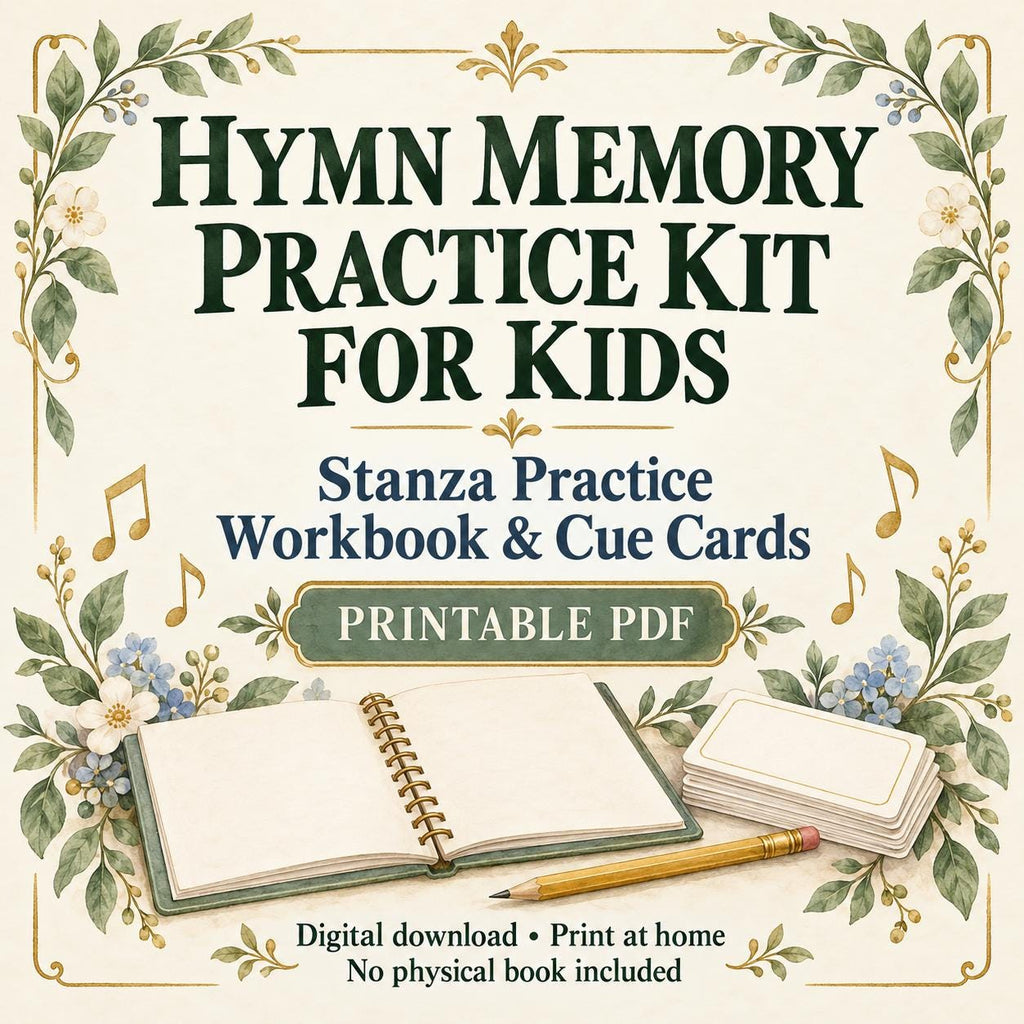 Hymn Memory Practice Kit for Kids | Printable Workbook, Stanza Practice, Cue Cards (Digital Download)