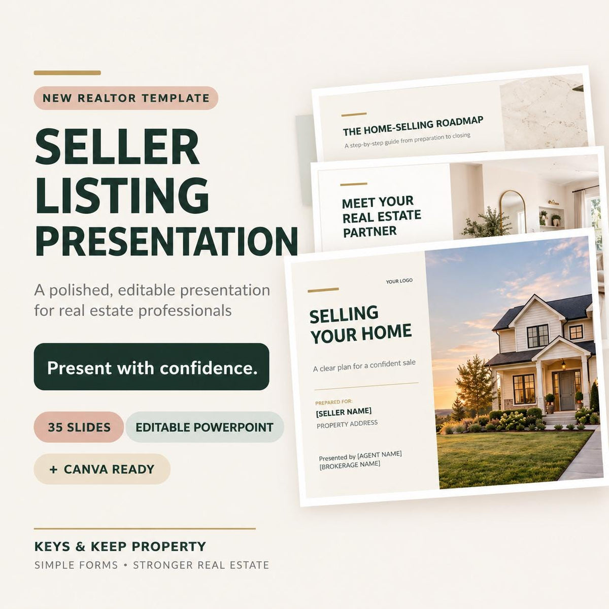 Real Estate Listing Presentation Template | 35-Slide Editable PowerPoint | Seller Consultation and Listing Appointment