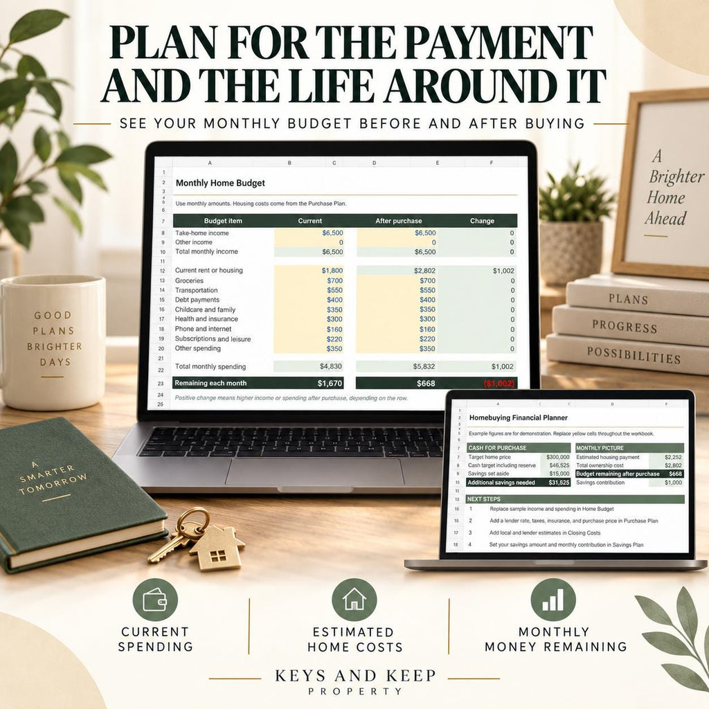 First-Time Home Buyer Budget Planner | Excel & Google Sheets | Closing Costs and Down Payment Savings Tracker