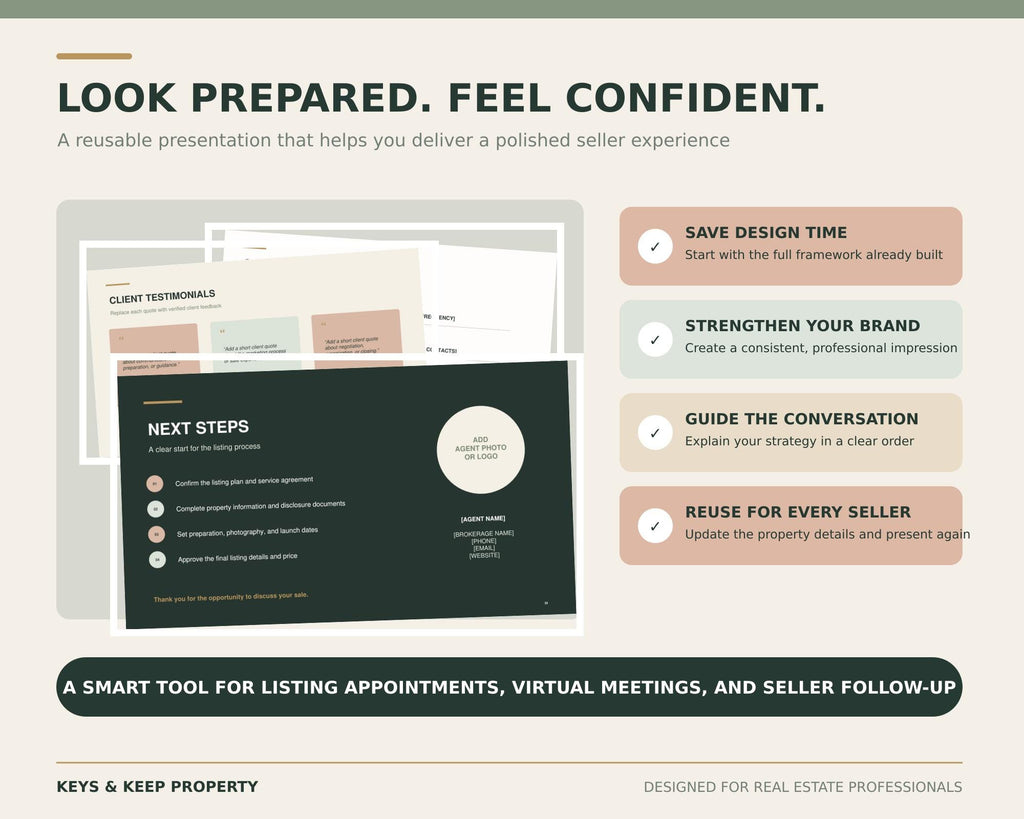 Real Estate Listing Presentation Template | 35-Slide Editable PowerPoint | Seller Consultation and Listing Appointment