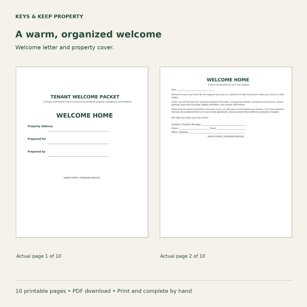 Tenant Welcome Packet | 10-Page Move-In Guide for Landlords (PDF Download)
