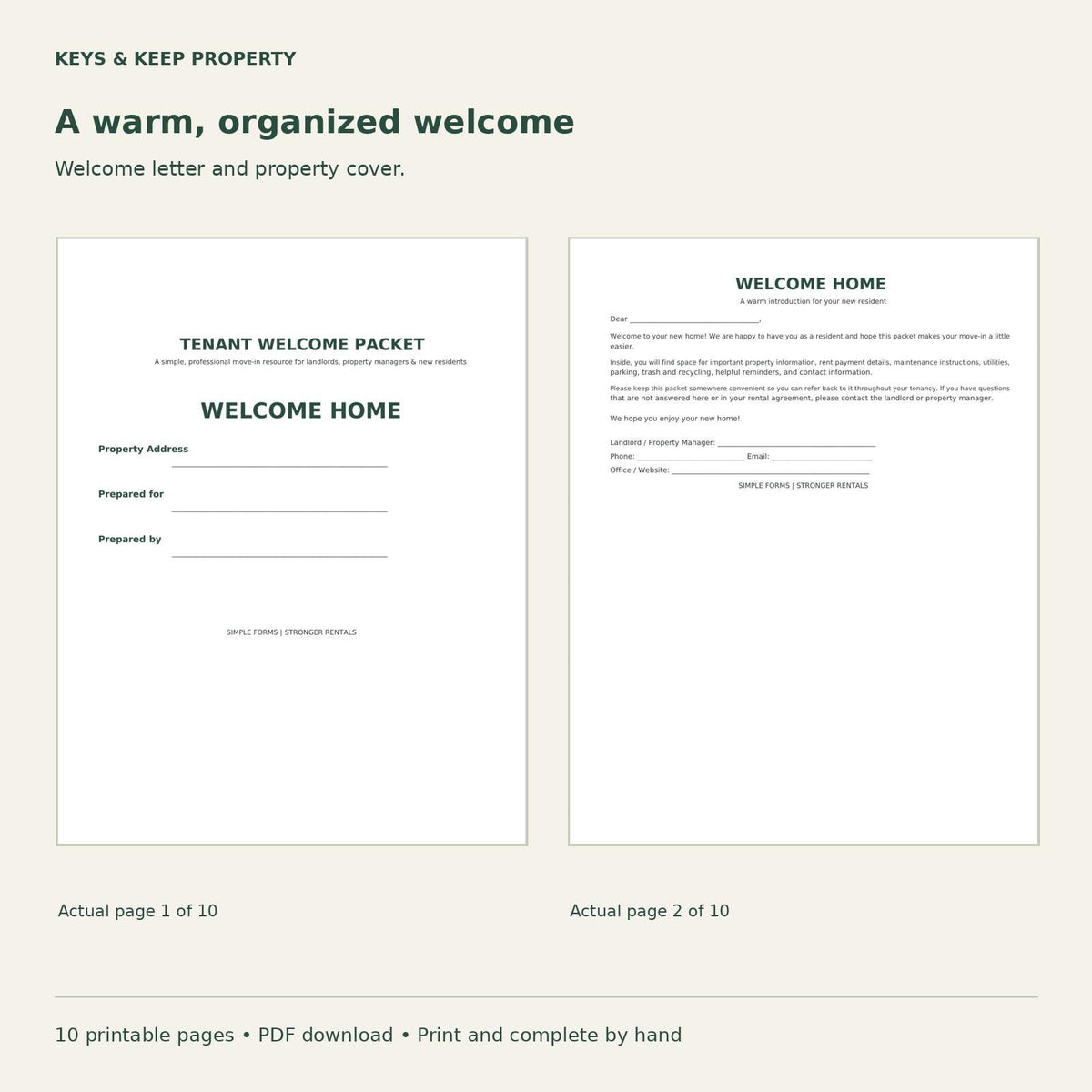 Tenant Welcome Packet | 10-Page Move-In Guide for Landlords (PDF Download)
