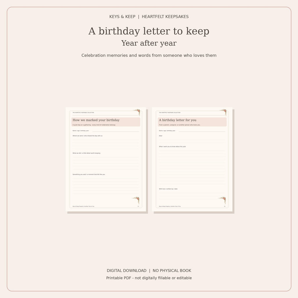 Birthday Memory Book Printable | Child Interview, Birthday Questionnaire and Parent Letter | 12-Page PDF