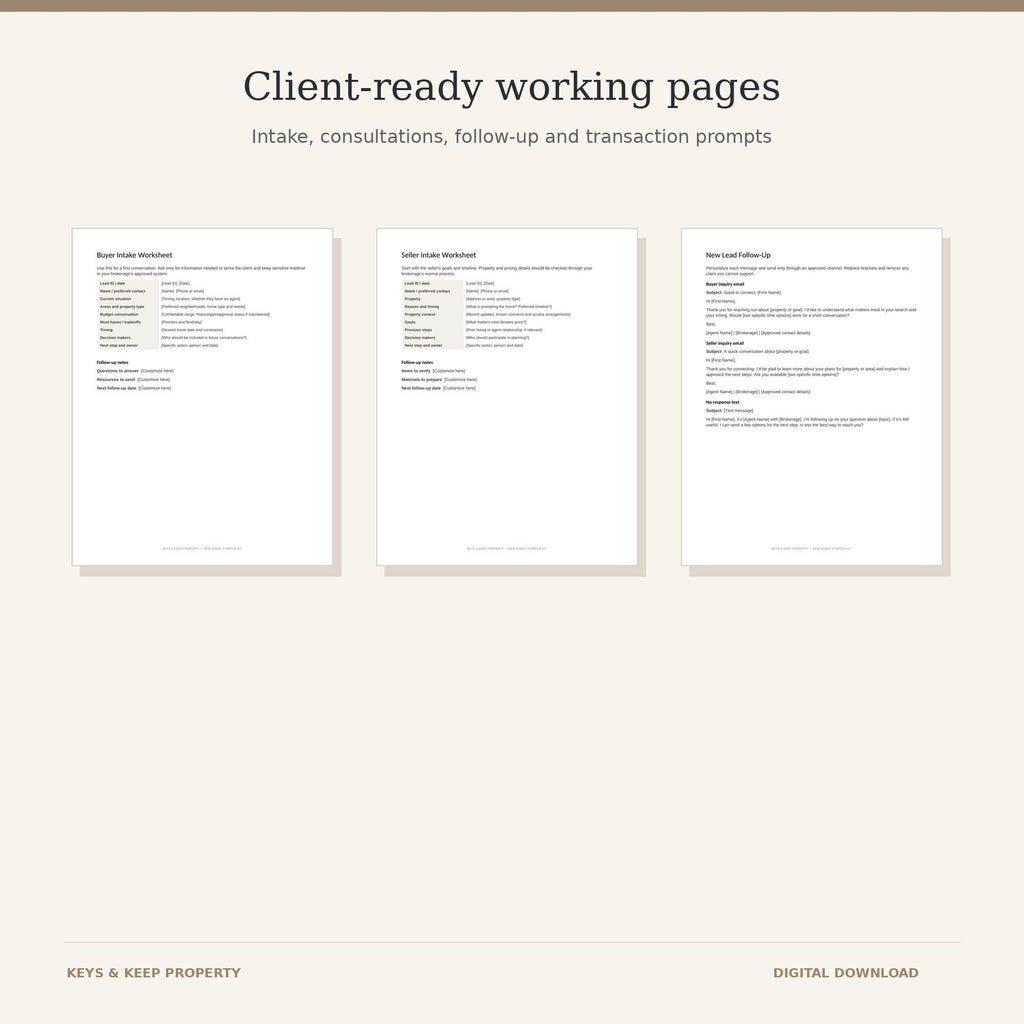 Real Estate Agent Starter Kit | Excel and Google Sheets Lead Tracker, Forms & Canva Cards