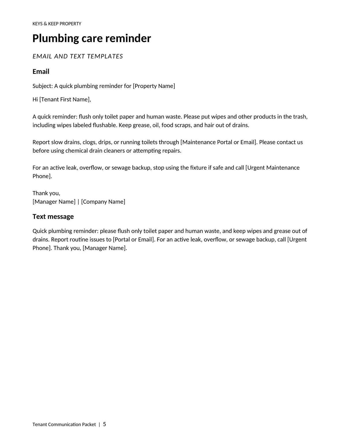 Tenant Communication Packet | 15 Landlord Letter, Email & Text Templates | Editable Word