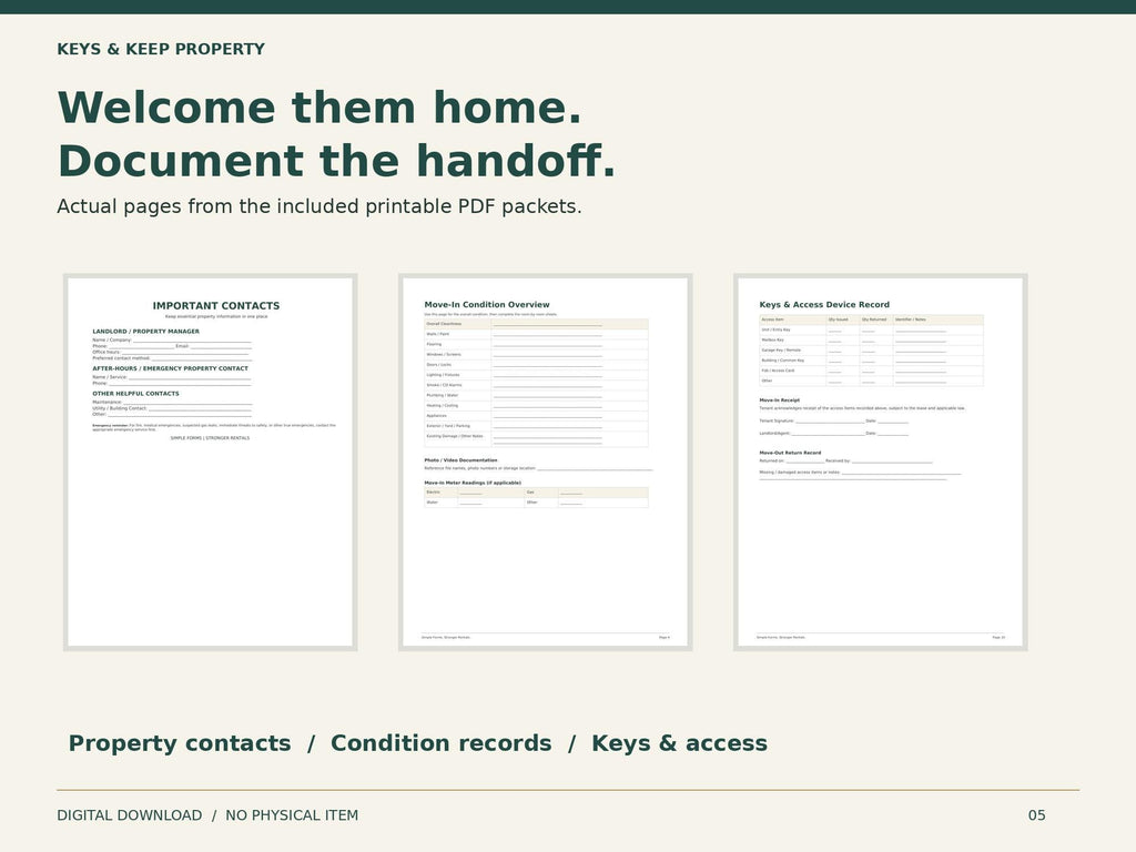 Landlord Rental Toolkit | Application, Screening, Lease, Tenant Welcome and Move-In PDF Forms