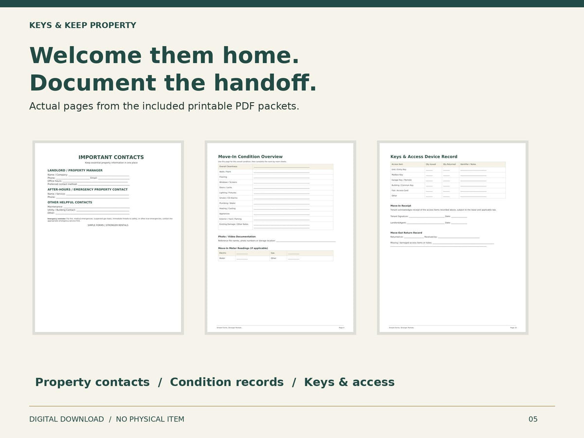 Landlord Rental Toolkit | Application, Screening, Lease, Tenant Welcome and Move-In PDF Forms