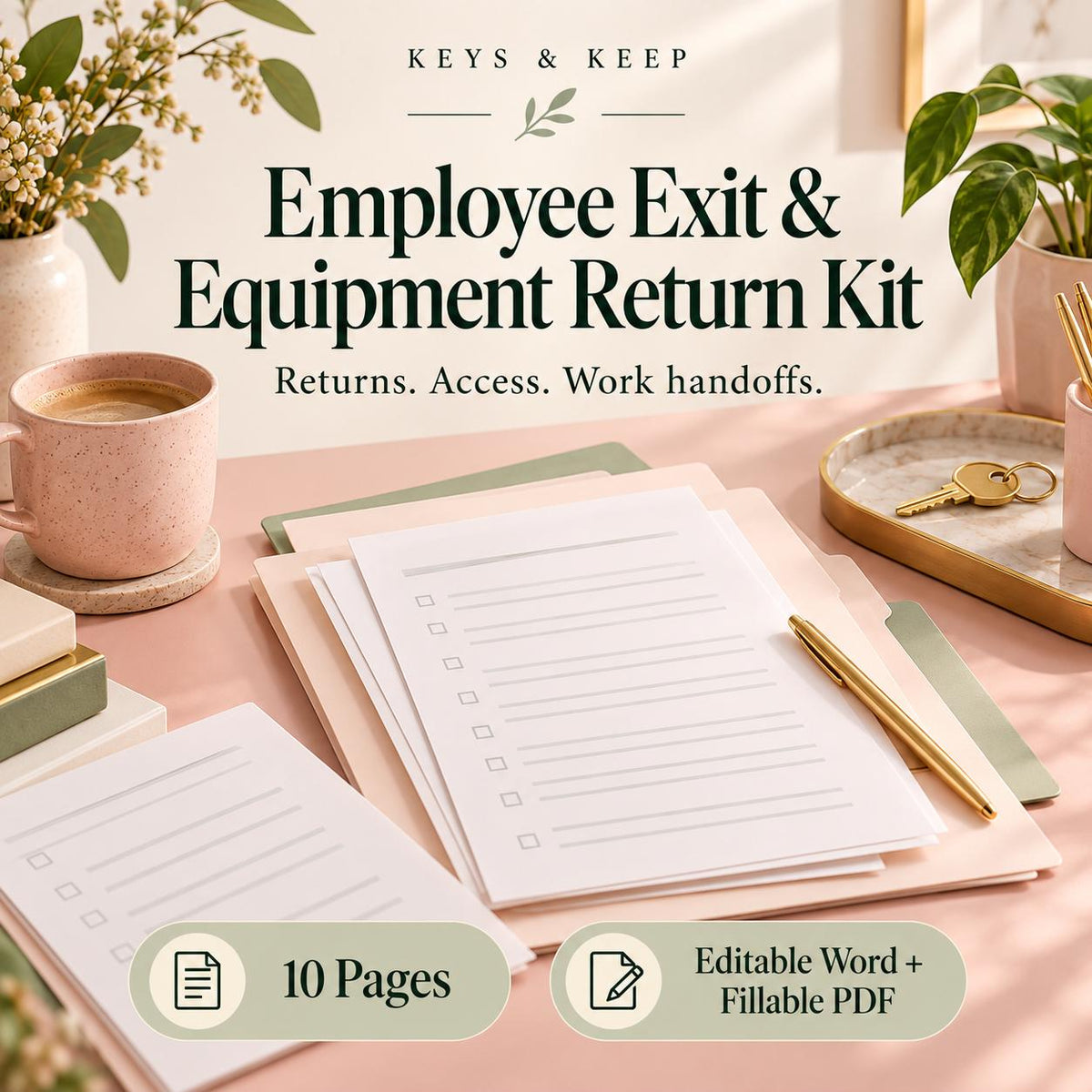 Employee Offboarding Checklist Kit | Equipment Return, Access and Work Handoff | Editable Word + Fillable PDF