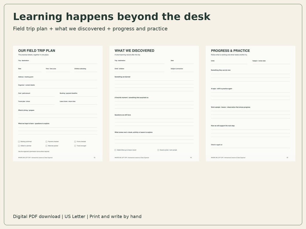 Homeschool Planner Printable | Lessons, Class Schedule & Website Log | 20-Page PDF