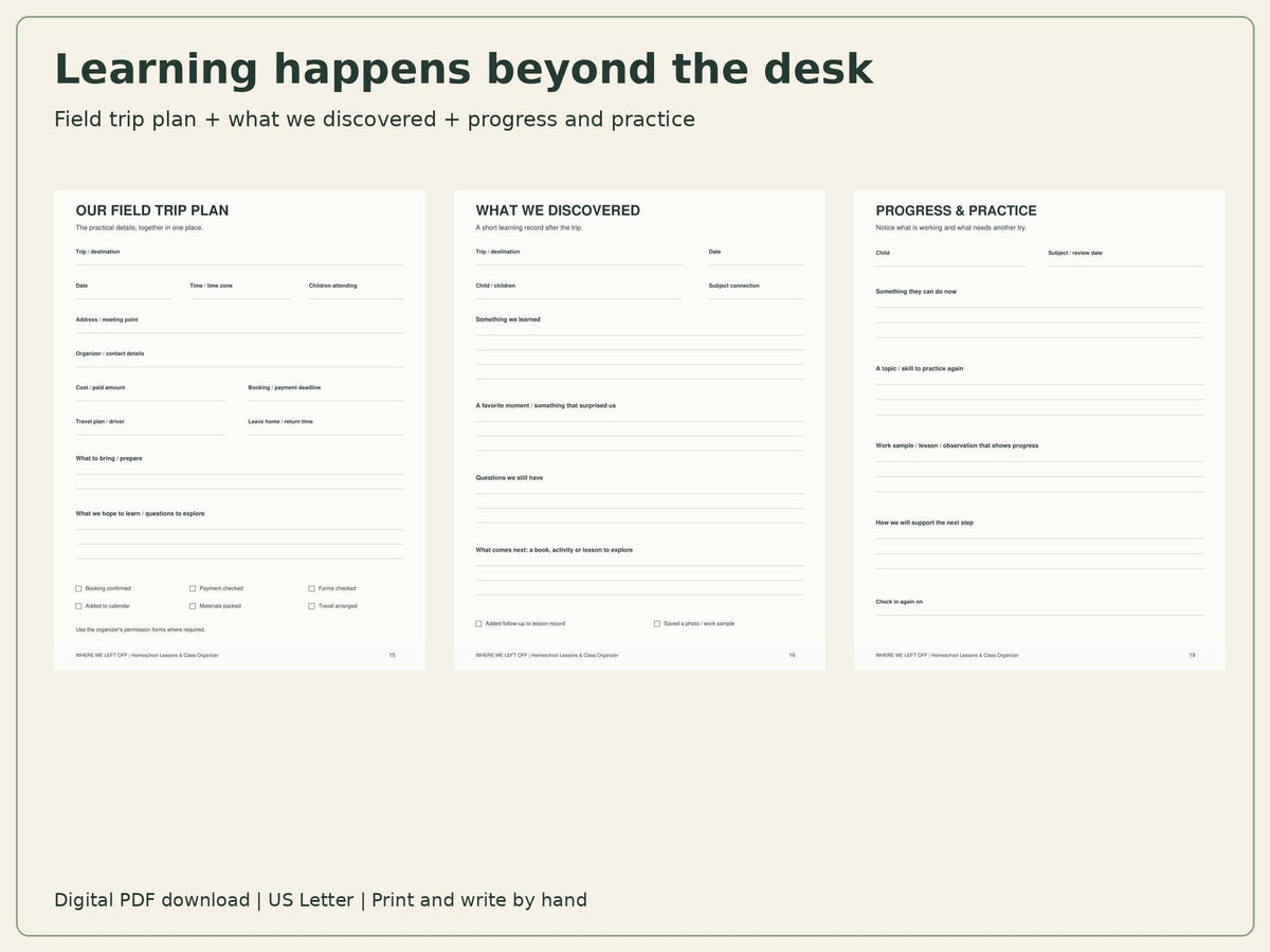 Homeschool Planner Printable | Lessons, Class Schedule & Website Log | 20-Page PDF