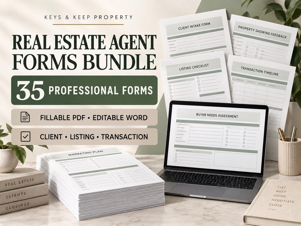 Real Estate Agent Forms Bundle | 35 Forms, Fillable PDF & Editable Word