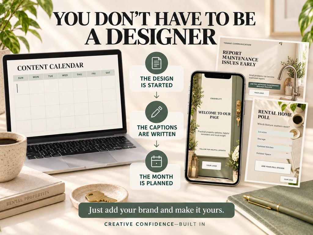 Landlord Social Media Kit | 30 Posts & 30 Stories, Editable PowerPoint for Canva Import