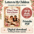 Letters to My Children Printable Journal | Parent Memories, Life Stories and Keepsake Letters | 22-Page PDF