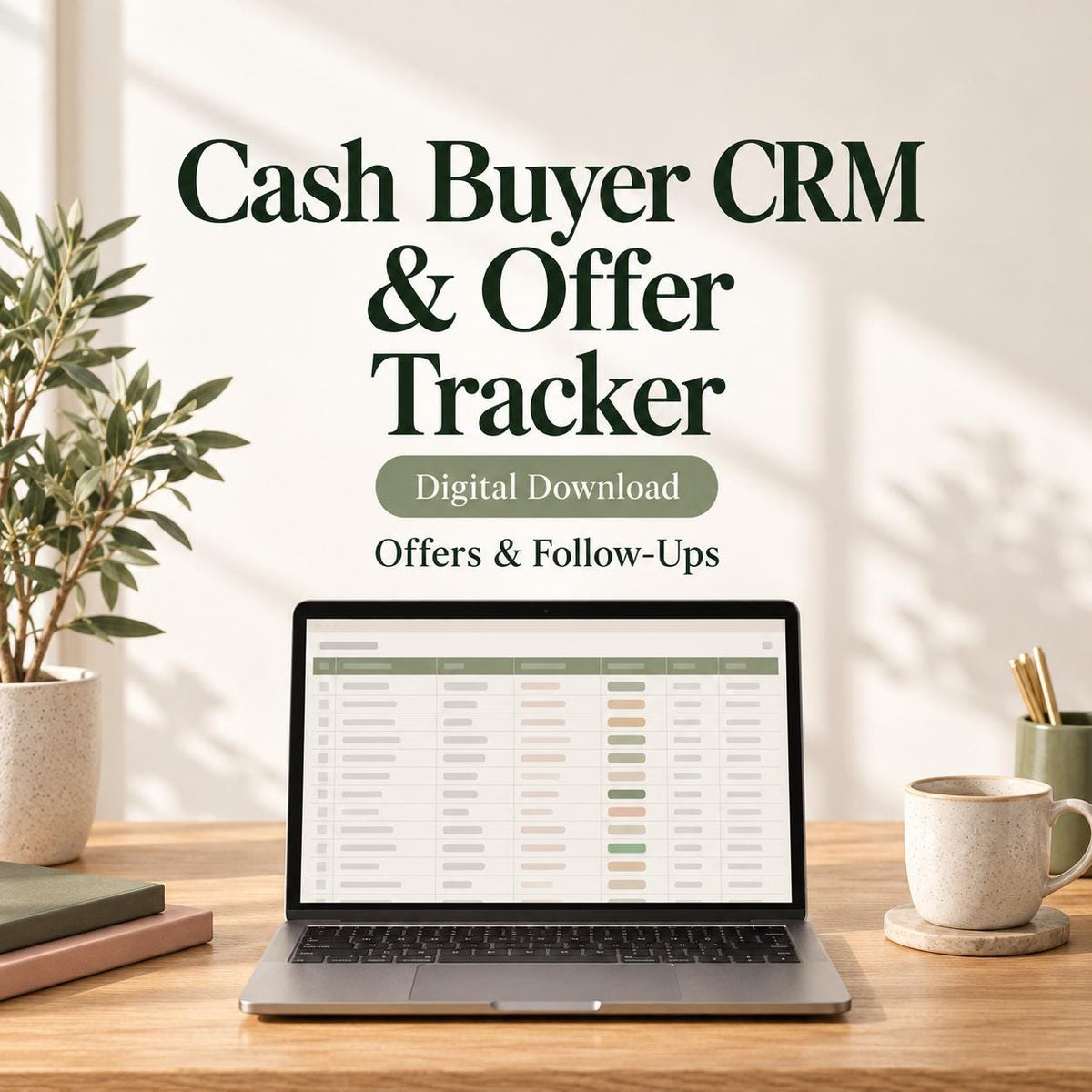 Real Estate Investor CRM | Excel + Google Sheets | Seller Lead and Cash Offer Follow-Up Tracker