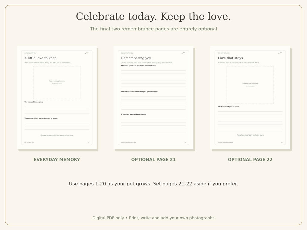 Pet Memory Book Printable | Dog & Cat Keepsake Journal | 22-Page PDF