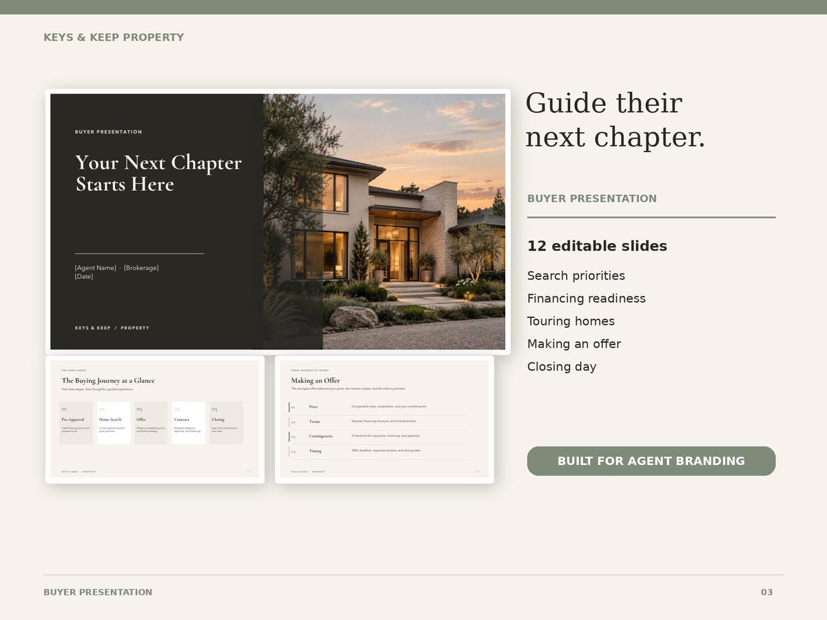 Real Estate Buyer and Seller Presentation Bundle | Editable Canva Templates, 12 Slides Each + Welcome Home Gift