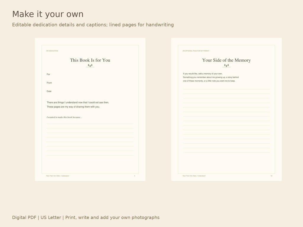 Thank You Book for Parents Printable | 20-Page Gratitude Journal PDF