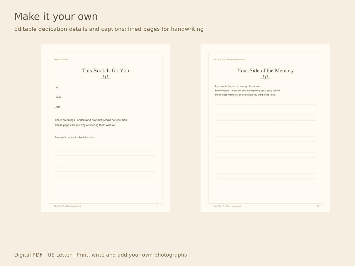 Thank You Book for Parents Printable | 20-Page Gratitude Journal PDF