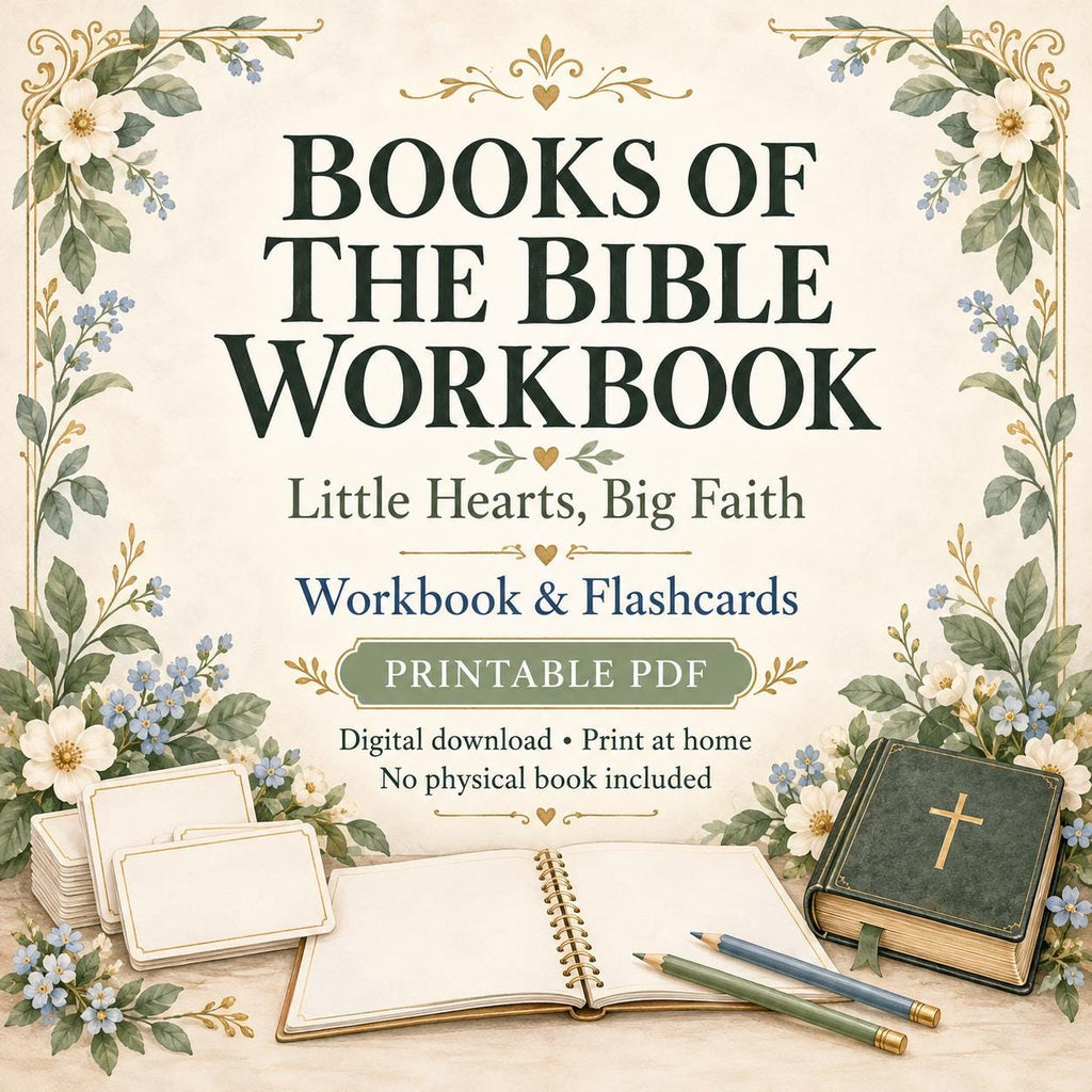 Books of the Bible Workbook & Flashcards for Kids | 31-Page Workbook, 132 Cards | Printable PDF