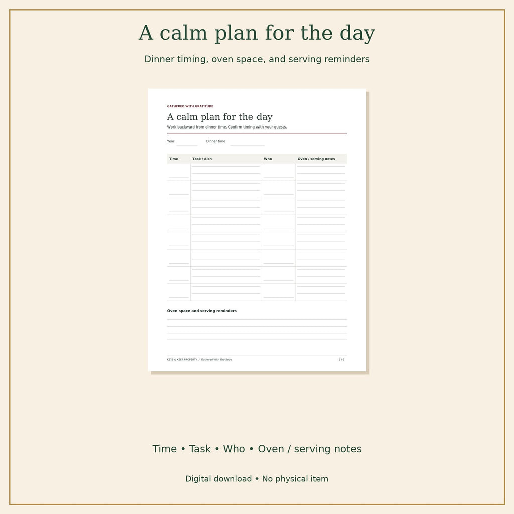 Thanksgiving Dinner Planner | Menu, Potluck Sign-Up and Hosting Checklist | Printable + Fillable PDF