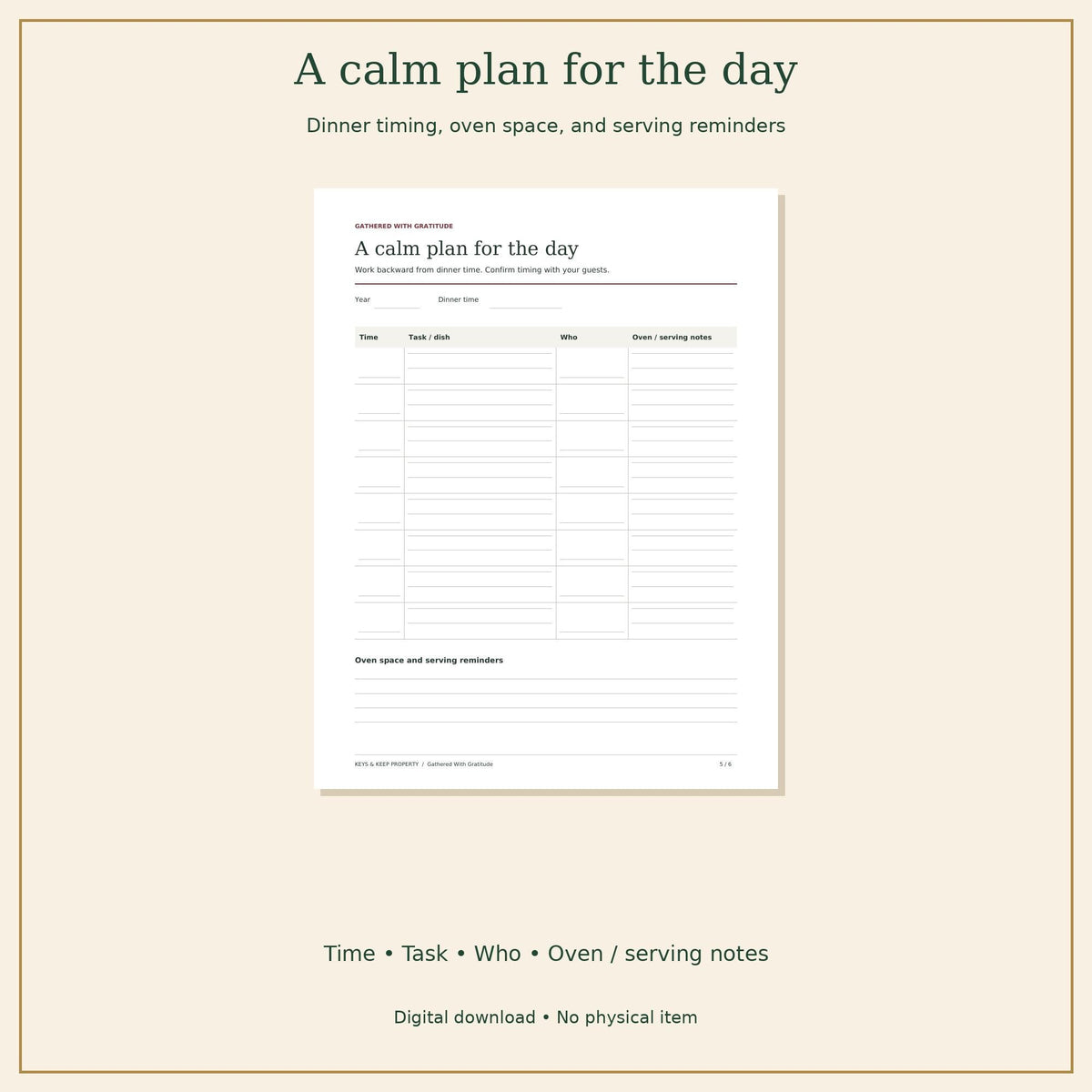 Thanksgiving Dinner Planner | Menu, Potluck Sign-Up and Hosting Checklist | Printable + Fillable PDF