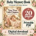 Baby Memory Book Printable, Victorian Floral Cover, 20-Page Keepsake (PDF)