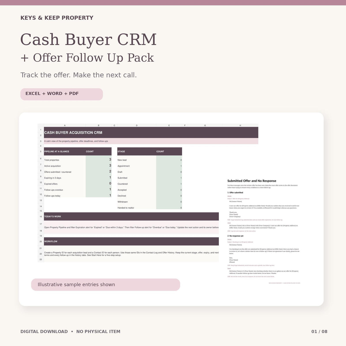 Real Estate Investor CRM | Excel + Google Sheets | Seller Lead and Cash Offer Follow-Up Tracker