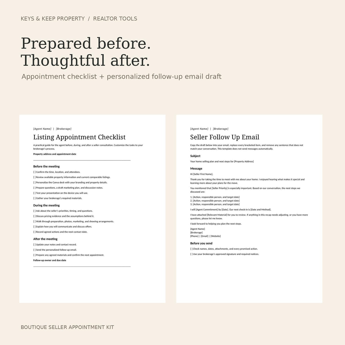 Real Estate Listing Presentation Canva Template, 2 Styles with Seller Forms & Property Sheet