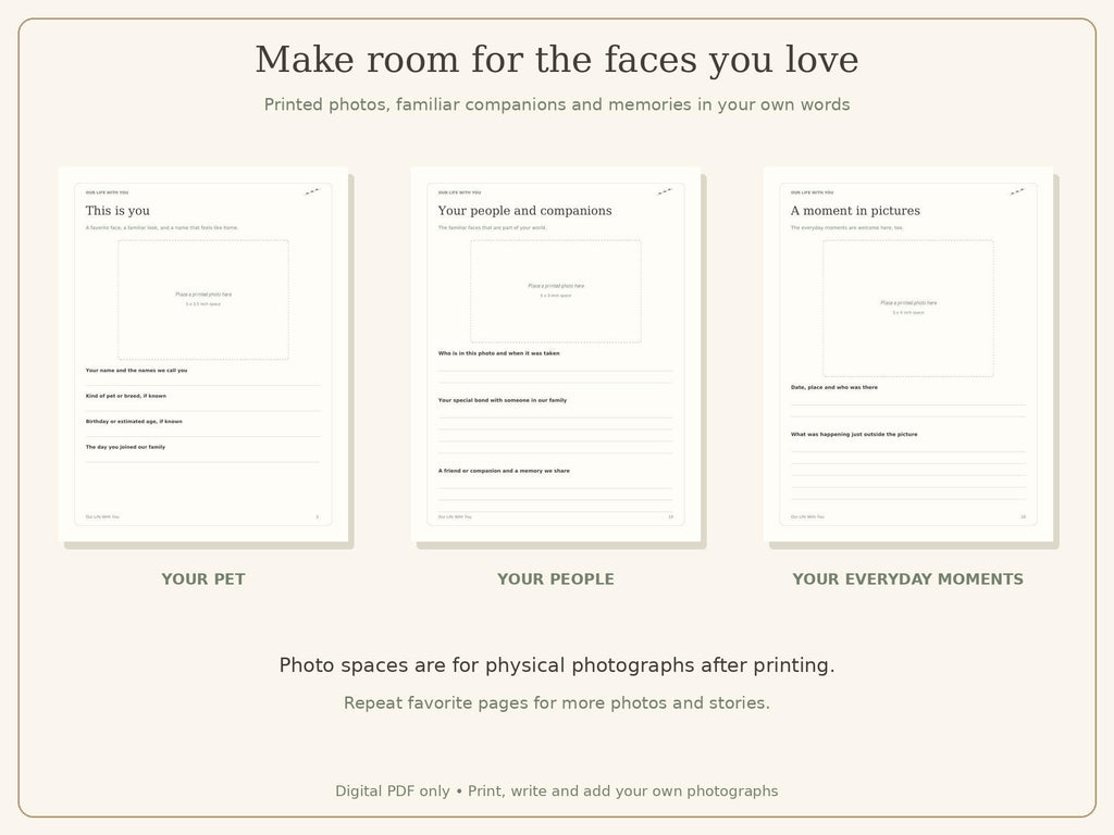 Pet Memory Book Printable | Dog & Cat Keepsake Journal | 22-Page PDF