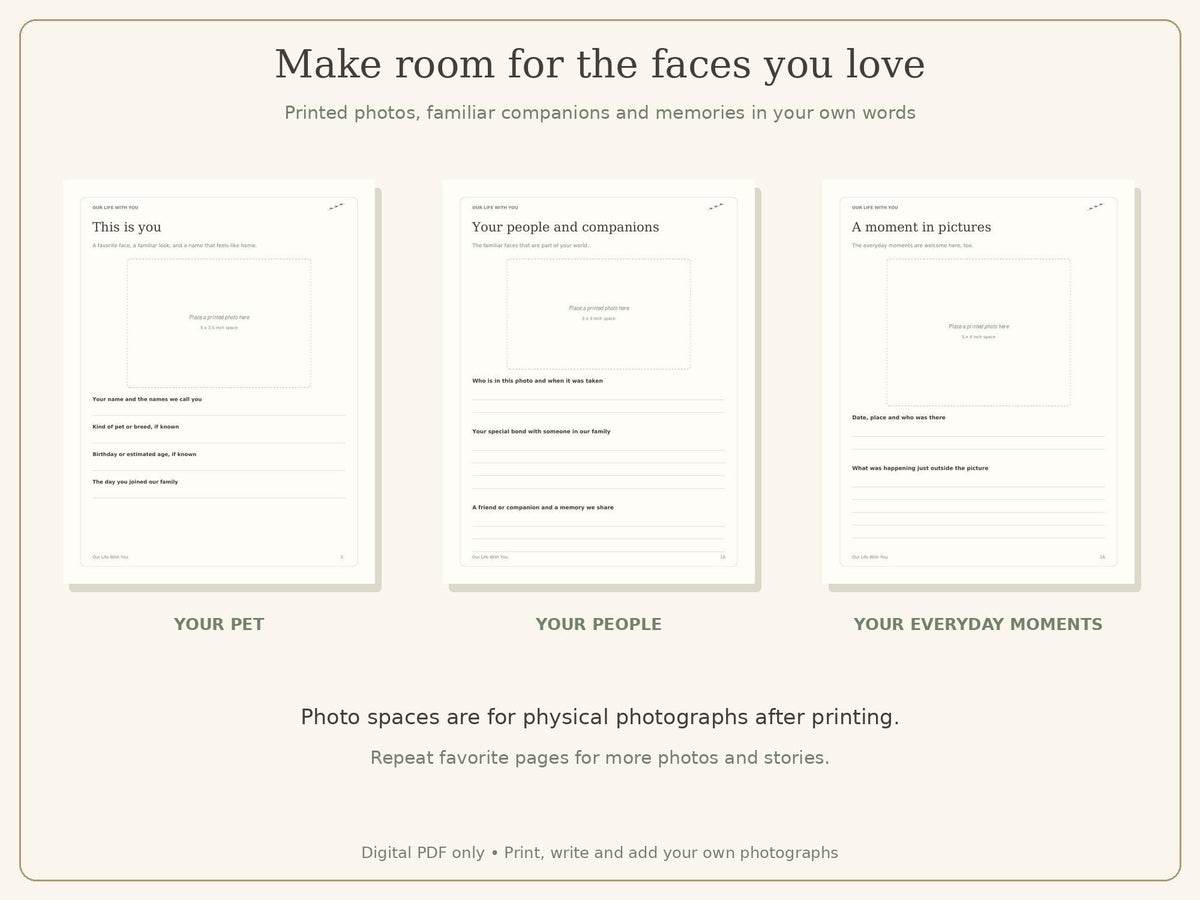 Pet Memory Book Printable | Dog & Cat Keepsake Journal | 22-Page PDF