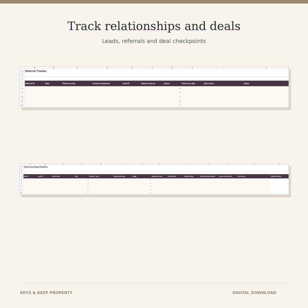 Real Estate Agent Starter Kit | Excel and Google Sheets Lead Tracker, Forms & Canva Cards