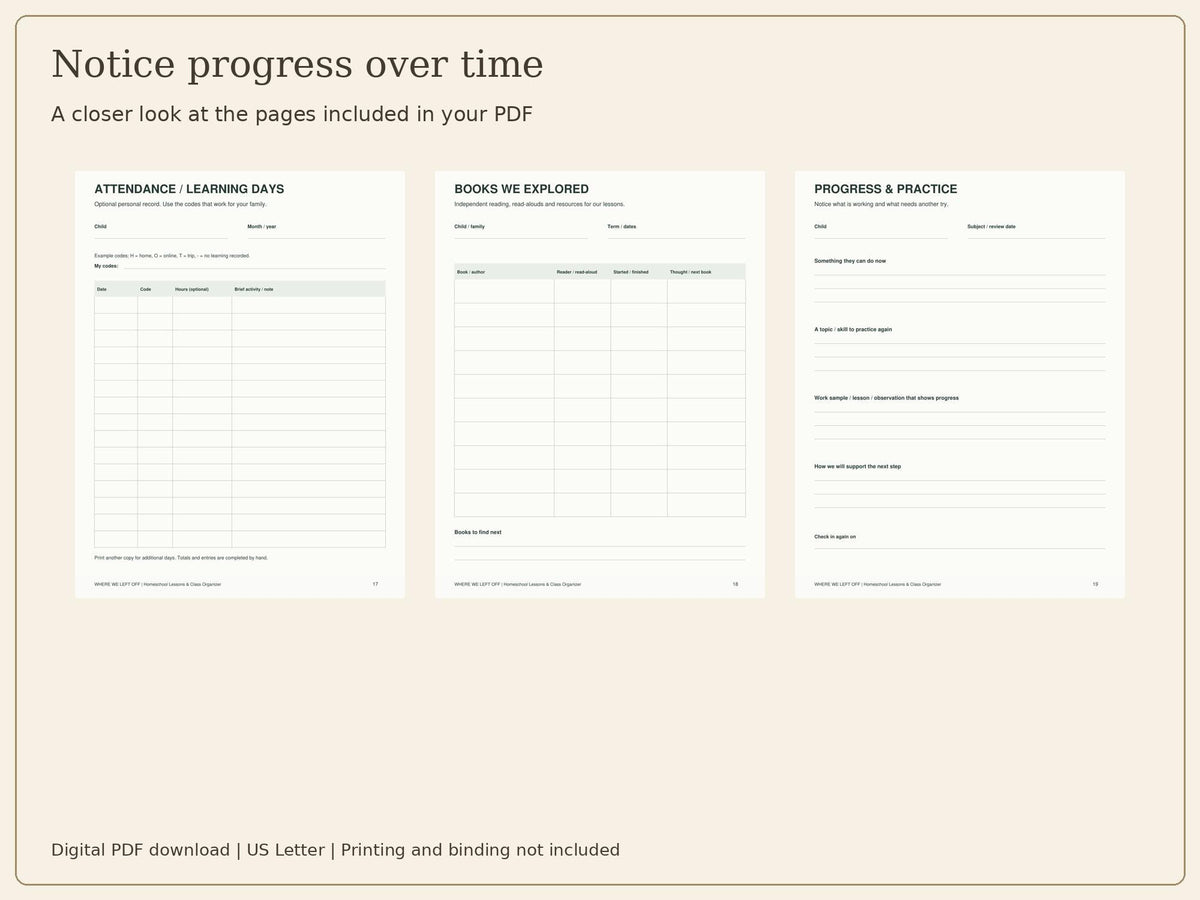 Homeschool Planner Printable | Lessons, Class Schedule & Website Log | 20-Page PDF