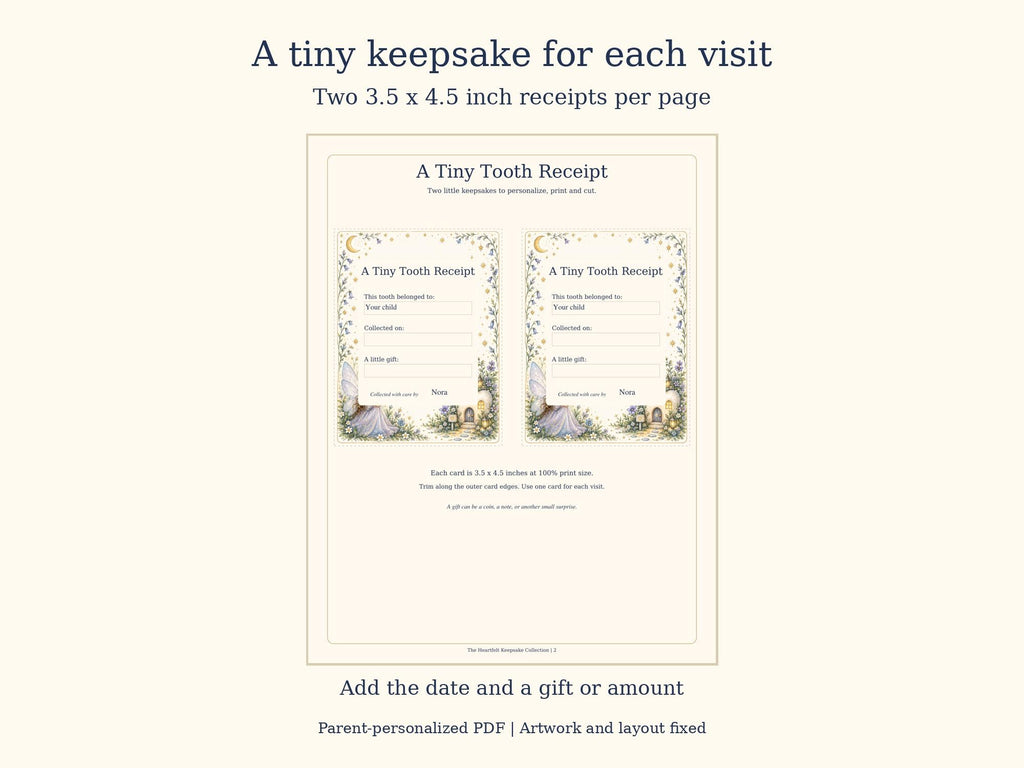 Tooth Fairy Letter and Receipt Printable | Editable PDF + Lost Tooth Tracker | Floral Moonlight